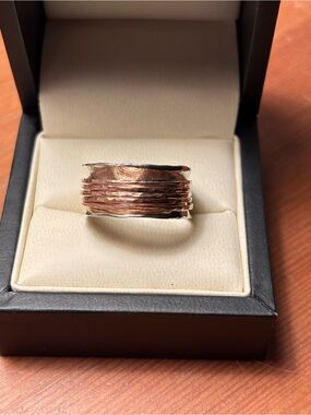 Textured Multi-Band Copper tone and silver Ring box not included